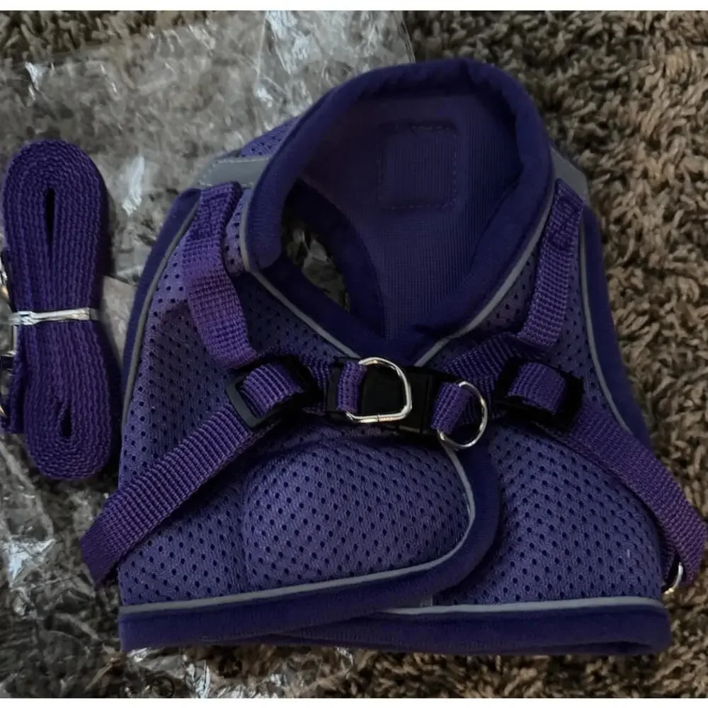 Cat Pet Harness Adjustable Control Vest Dogs Reflective M Leash NEW